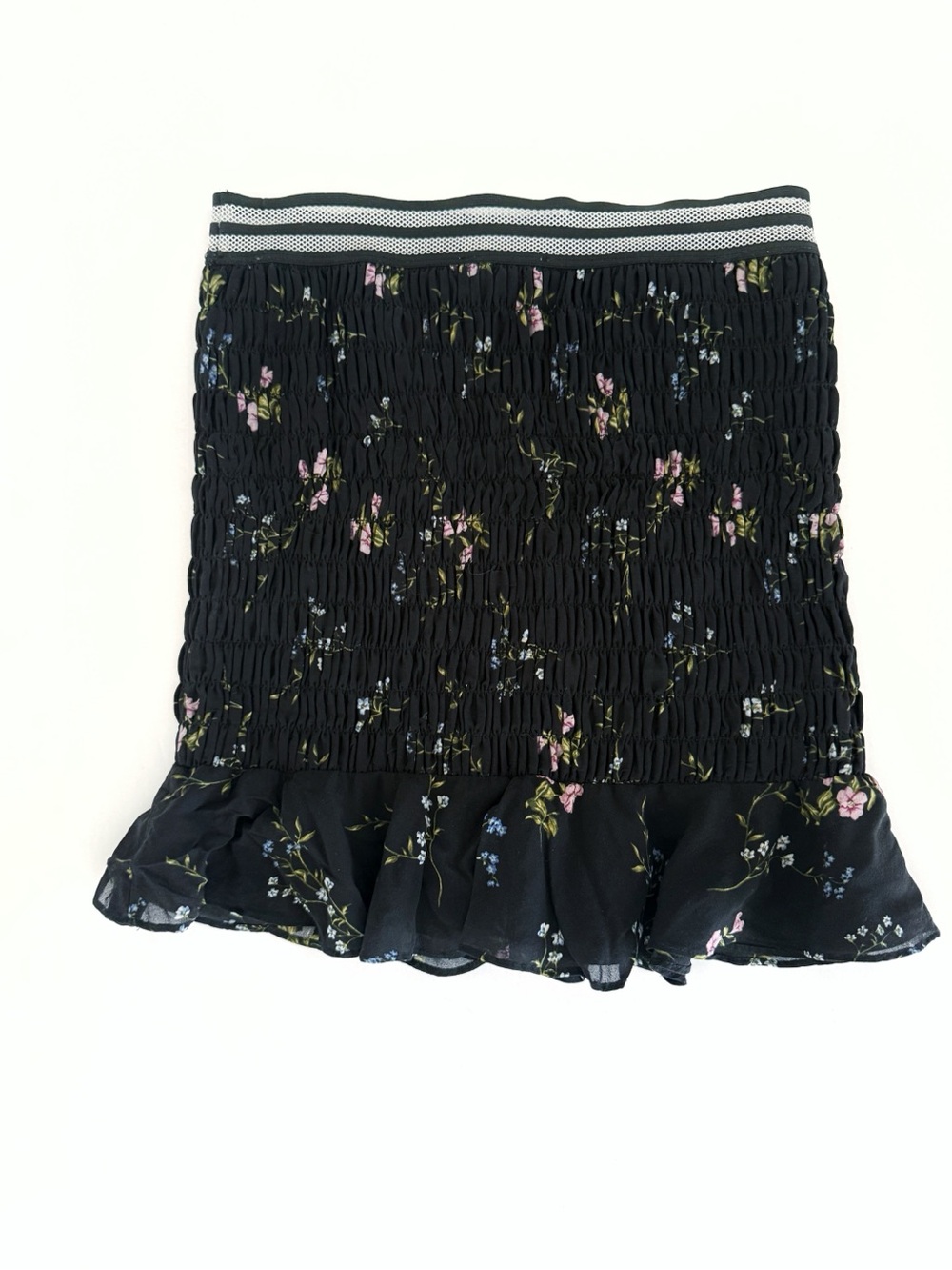 FOR LOVE AND LEMONS ODETTE BLACK FLORAL PRINT SILK MINI SKIRT - Picture 6 of 9